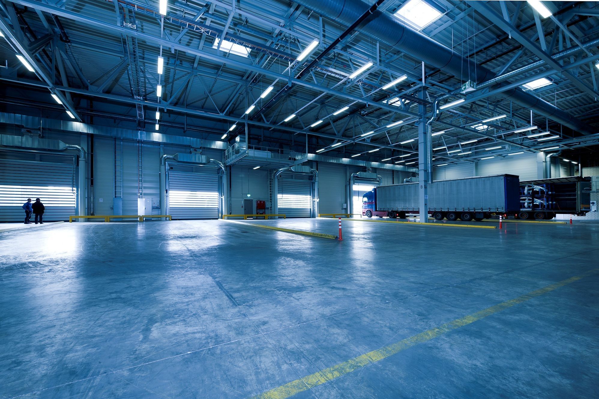 Interior of a modern high-bay distribution warehouse